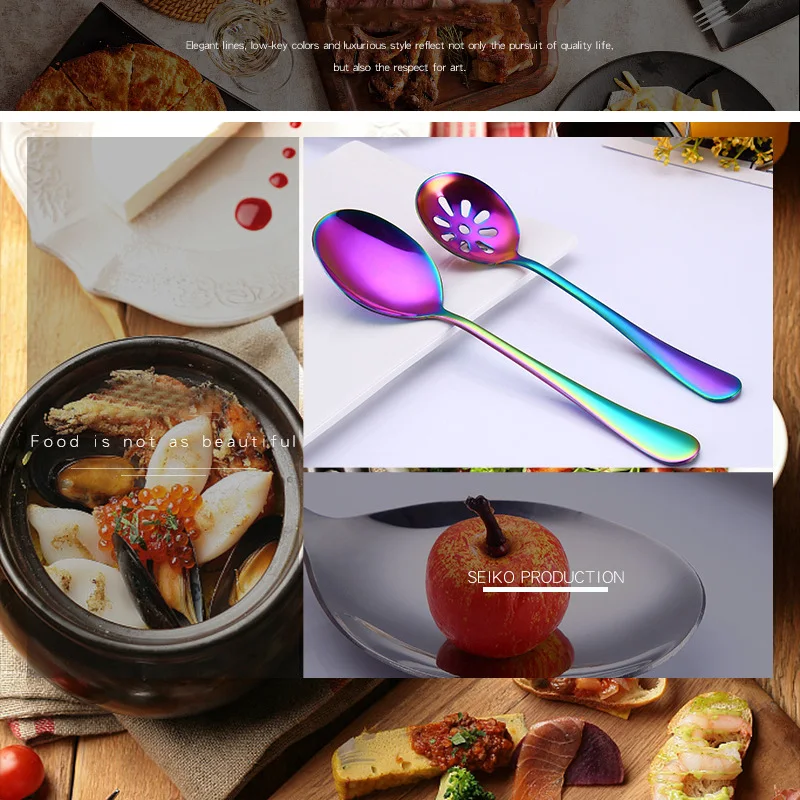 

Stainless Steel Communal Spoon With Long Handle Solid Durable Buffet Soup Spoon Colander Communal Spoon Metal kitchen Tools