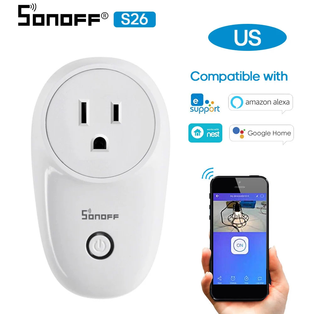 Умная розетка SONOFF ITEAD ЕС Wi Fi таймер совместима с Google Home/Nest IFTTT и Amazon Alexa Голосовое