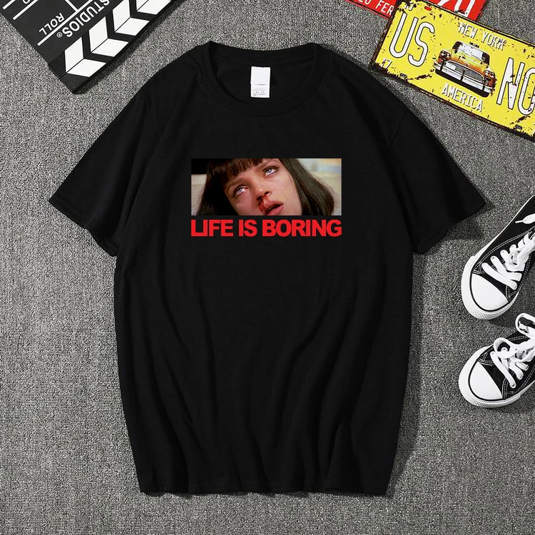 Белая женская футболка в стиле харадзюку новинка 2020 летняя с принтом Life is Boring