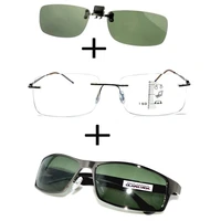 3pcs titanium progressive multifocal reading glasses men women alloy polarized sunglasses high quality sunglasses clip