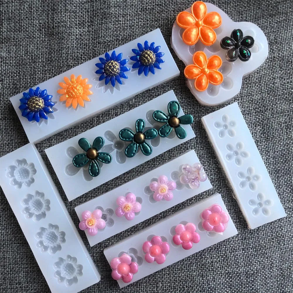 

New 7 cute mini sunflower flowers drip glue UV glue liquid silicone mold decoration mirror surface