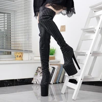 8 inches new over the knee women boots high stripper heels 20cm platform pole dance shoes punk sexy fetish models show nightclub