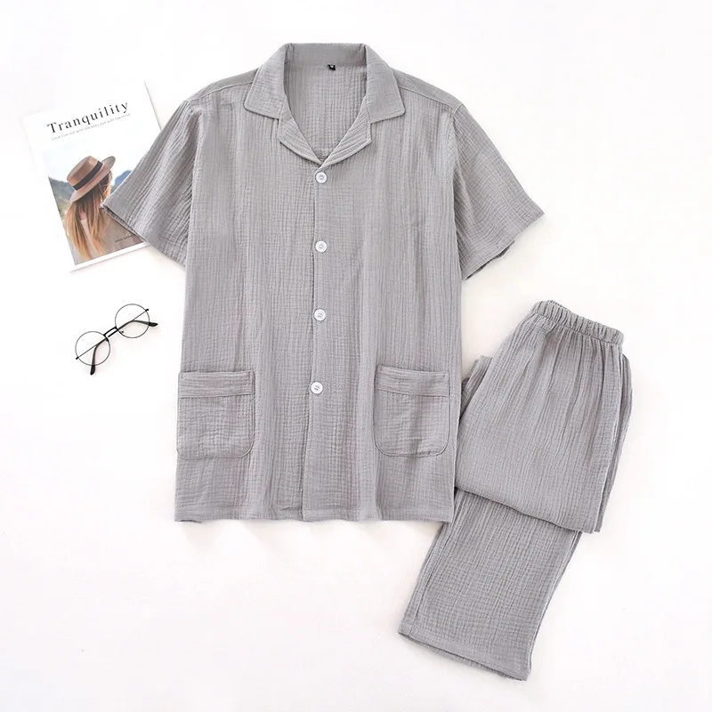 

Fdfklak Womens Men Couple Pajamas Sleepwear Pajama Set Women Cotton Pyjamas Loose Pijamas Women Short Sleeve Solid Sleepwear