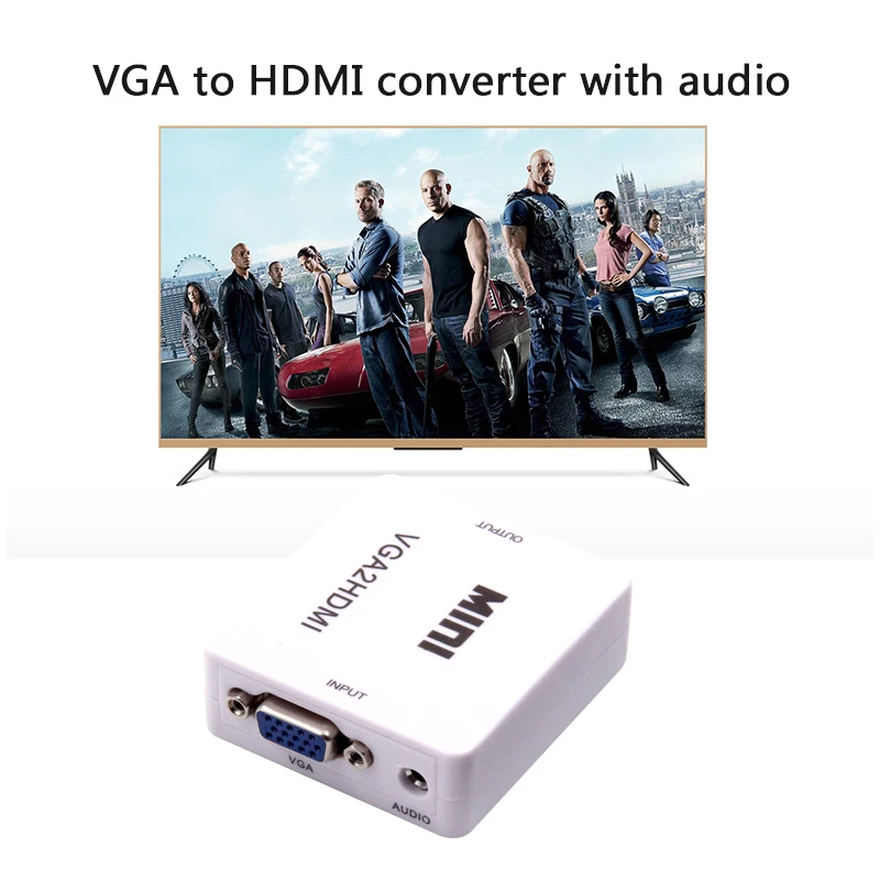 Мини 1080P VGA в HDMI адаптер конвертер разъем с 1080p Аудио для ПК ноутбука HDTV проектор VGA2HDMI