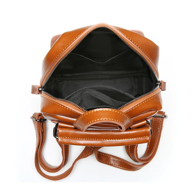 Женский винтажный рюкзак из натуральной кожи коричневый на плечо для учебы