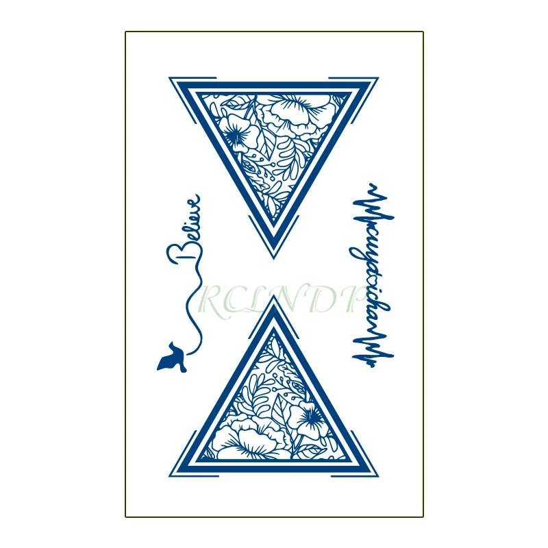 

Waterproof Temporary Juice Tattoo Sticker Triangle Flower Design Bird Lasting Tattoos Flash Tatoo Fake Tatto Art for Men Women