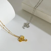 u magical hiphop gold color stainless steel elephant pendant necklace for women fashion oval metal chains necklace jewellery