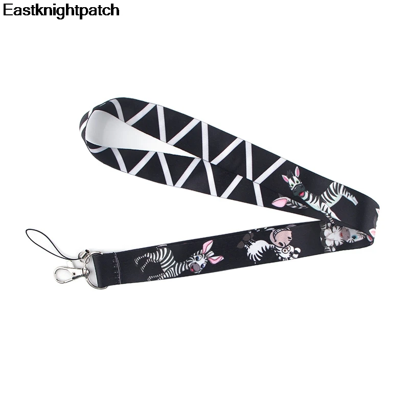 

Zebra pattern Multifunction lanyard for mobile phone key in strap necklace card holder webbing ribbons keychain keyring E0855
