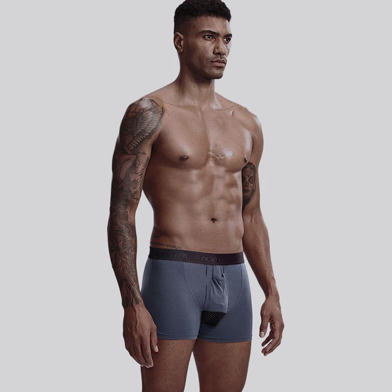 Сексуальные боксеры мужское нижнее белье Cueca мужские трусы для геев хлопок