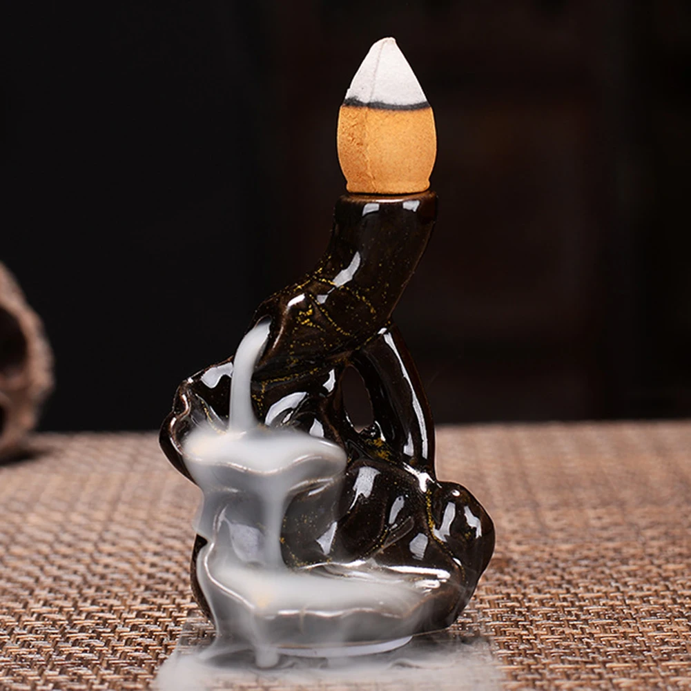 

New Waterfall Incense Burner Backflow Ceramic Incense Holder Incense Fountain Backflow Incense Cones for Home Decor Office