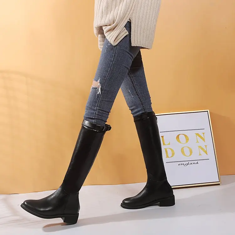 Botas mujer 2019 повседневная обувь женские ретро высокие сапоги до колена из