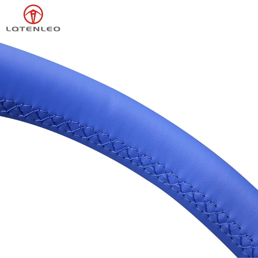 

LQTENLEO Black Suede Blue Leather Steering Wheel Cover For Subaru Forester Crosstrek 2018 2019 Legacy Outback Ascent 2017-2020