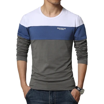 Осень, новая модная мужская футболка, повседневная, v-образный вырез, длинный рукав, футболка, Мужская одежда, тренд,, одноцветные футболки для мужчин 4XL 5XL - Цвет: T195 Gray