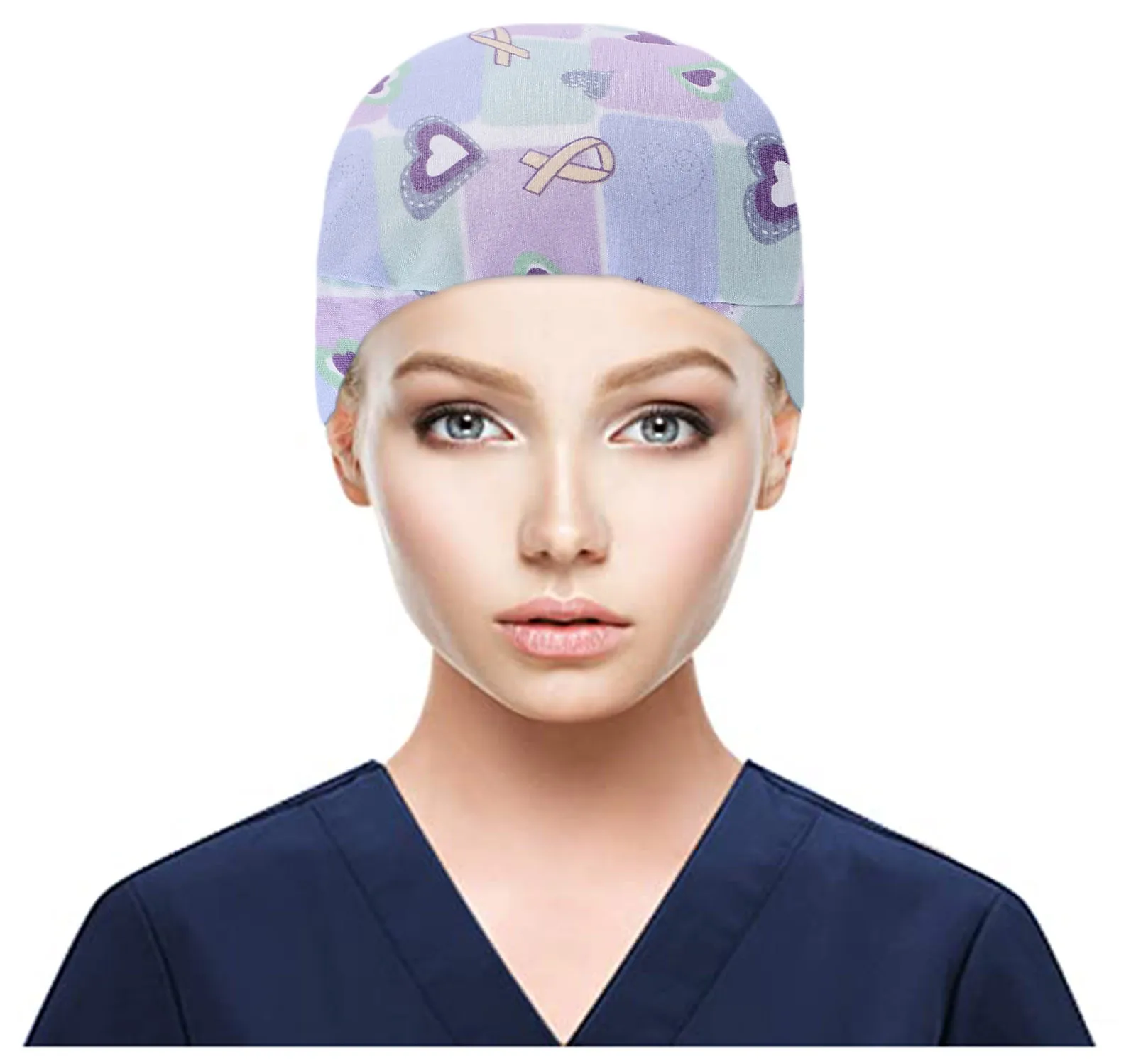 

Health Workers Frosted Hat Laboratory Operator Work Cap Beauty Salon Hat Adjustable Spa Cap With Buttons Working Clean Caps