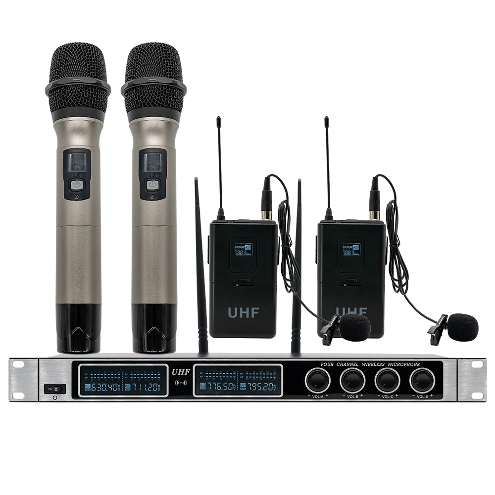 Профессиональная Беспроводная микрофонная система UHF 4 ручной микрофон для