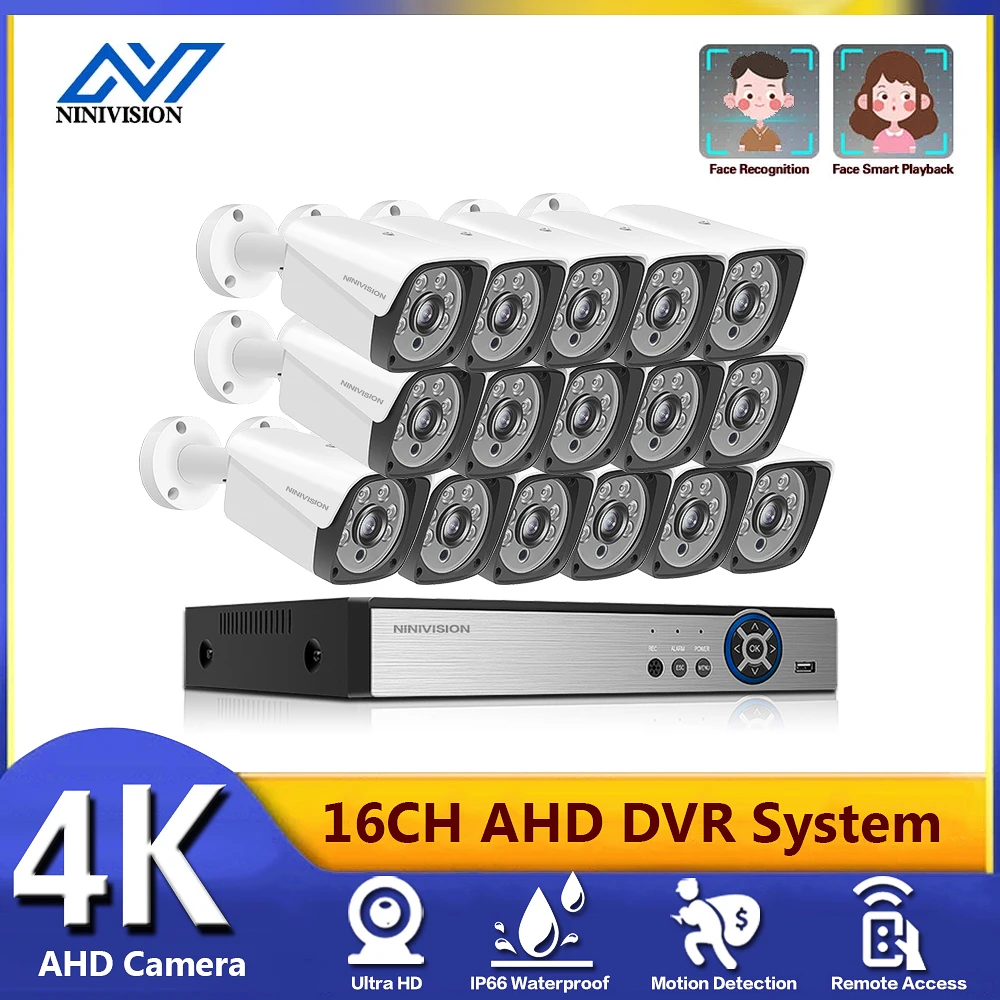 

4K Cctv Security System Kit 16CH DVR Outdoor IP66 Waterproof Video Surveillance 8MP Explosion proof Camera AHD Set SONY