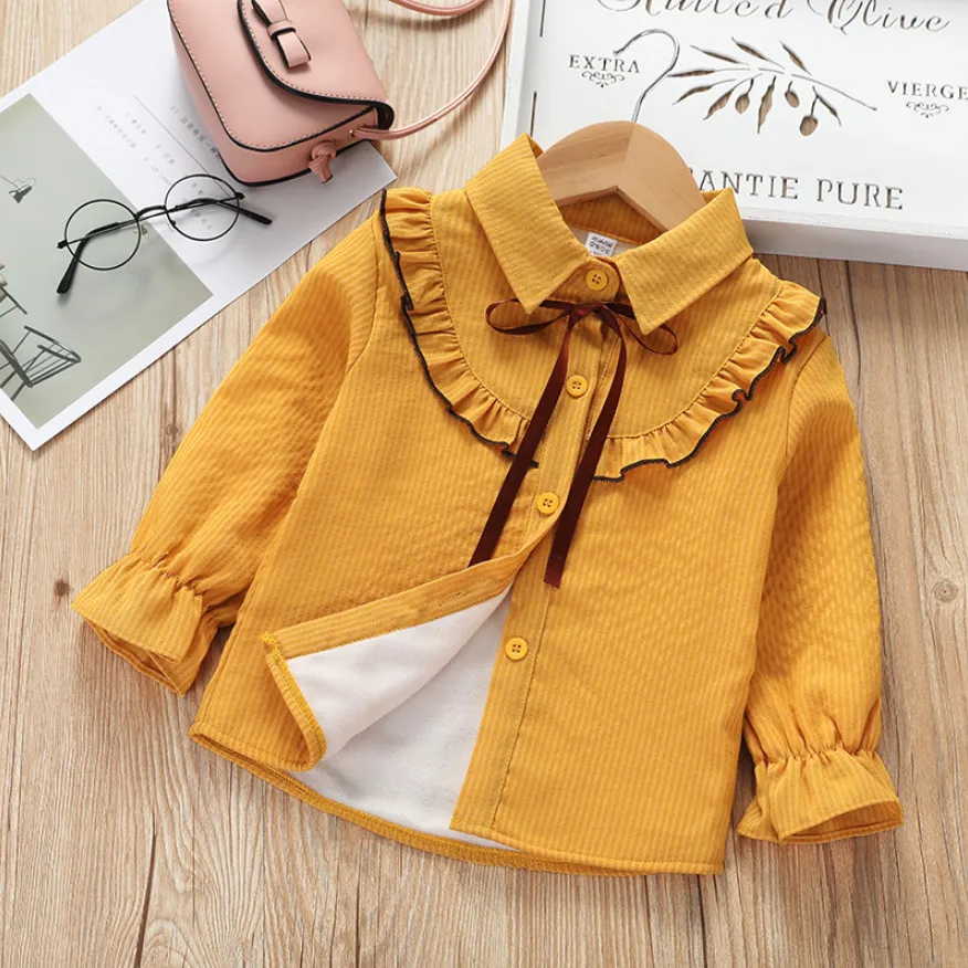 Новинка зимние блузки для девочек детские рубашки с длинным рукавом большие