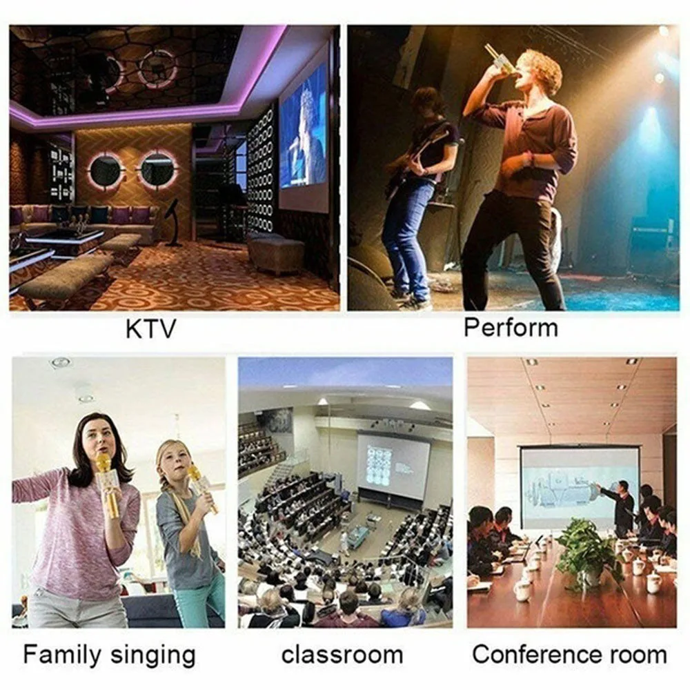 

Wireless Bluetooth Microphone Home Party Portable Handheld Koraoke Mic Speaker Conderser Microphone for Android/iPhone/PC