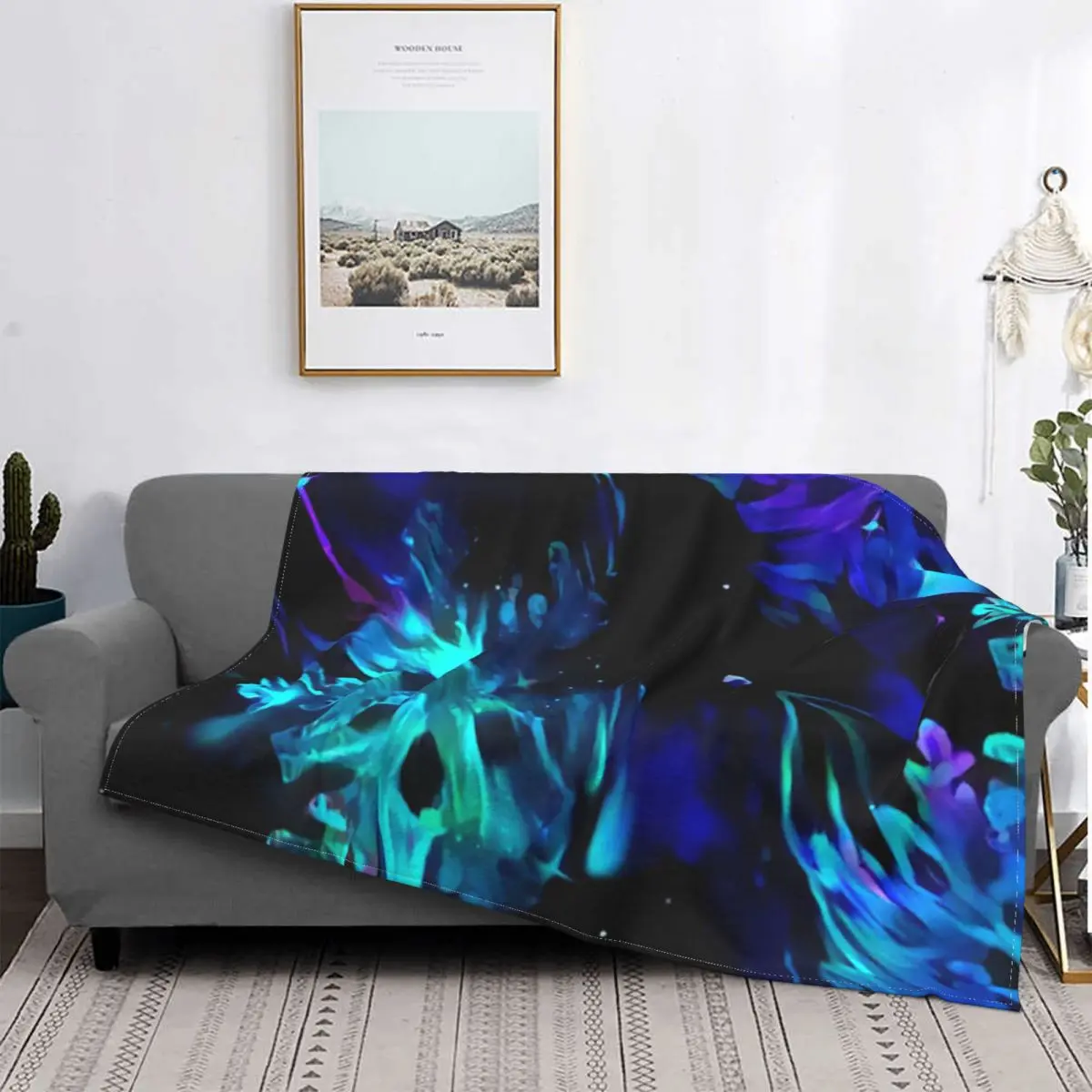 

Blacklight-Manta con flecos de nieve, cubrecama a cuadros, toalla de playa, manta double, colcha, 220x240