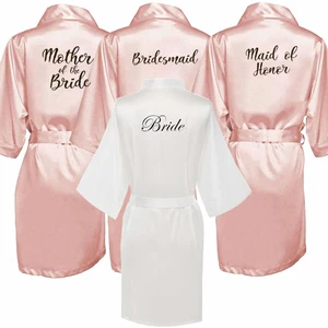 new bride bridesmaid robe with white black letters mother sister of the bride wedding gift bathrobe 