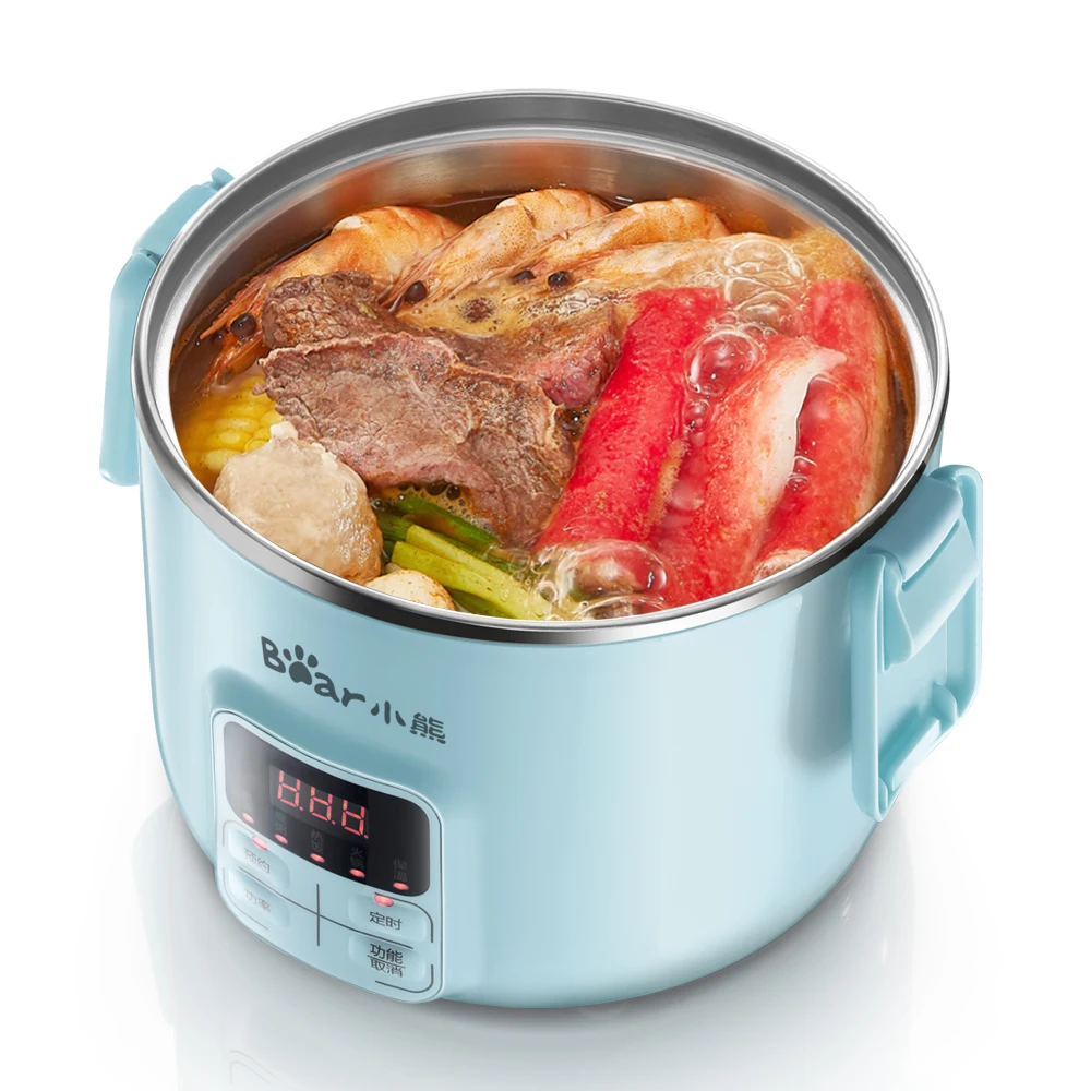 

220V Multifunctional 3 Layers 2L Electric Rice Cooker Portable Intelligent Heating Lunch Box For Travel School