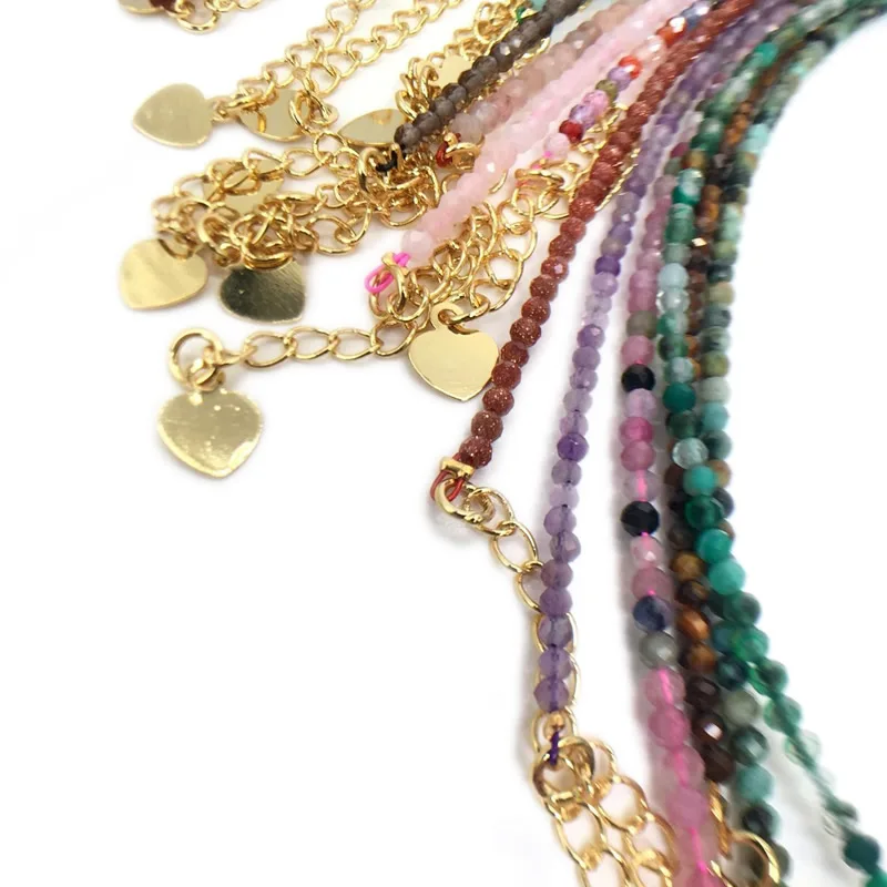 Модное ожерелье с гранеными драгоценными камнями 2-3 мм колье бусинами