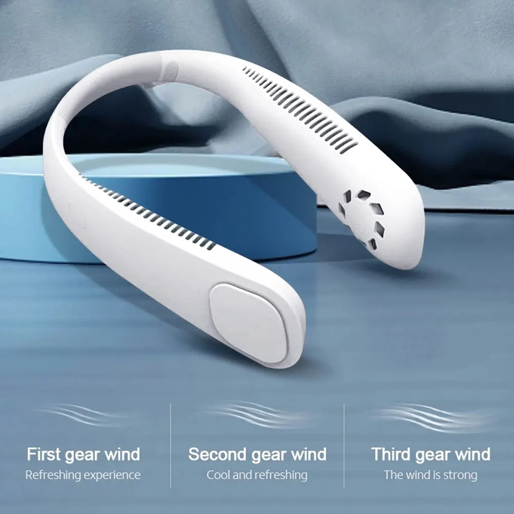 

Mini Neck Fan Portable 9000mAh USB Rechargeable Leafless Hands-Free Wearable Fan White Air Cooler Cooling Perfect For Sports