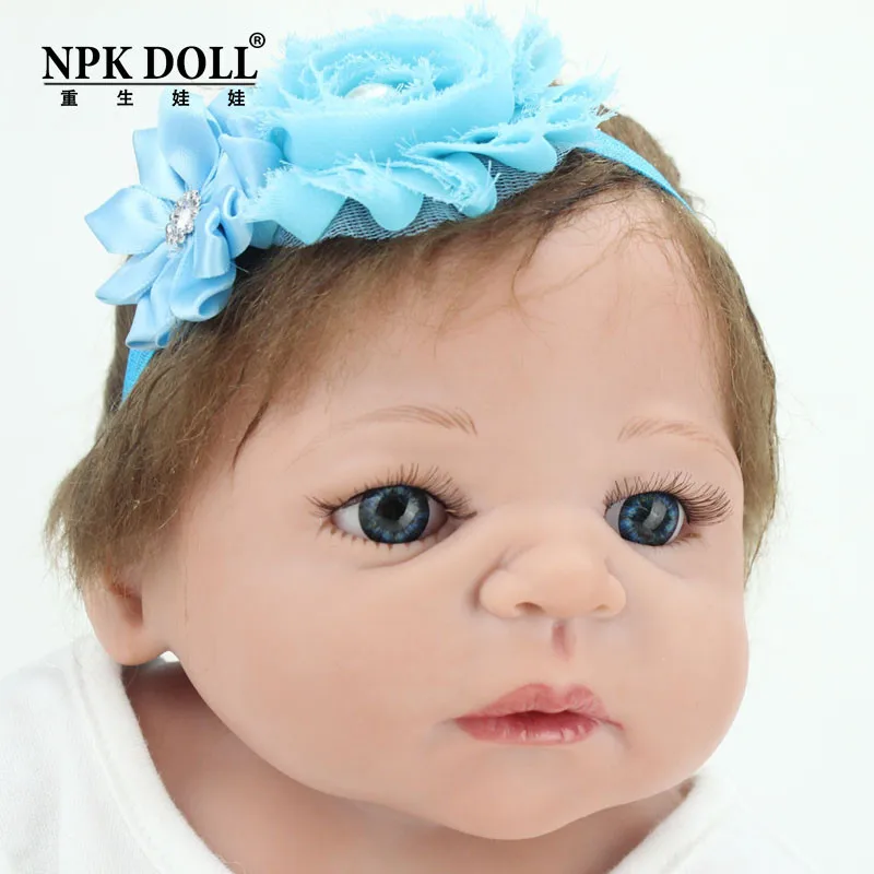 NPKDOLL 22 дюймов Кукла Reborn Baby Blue eyes куклы полное тело силиконовые для девочек кукла