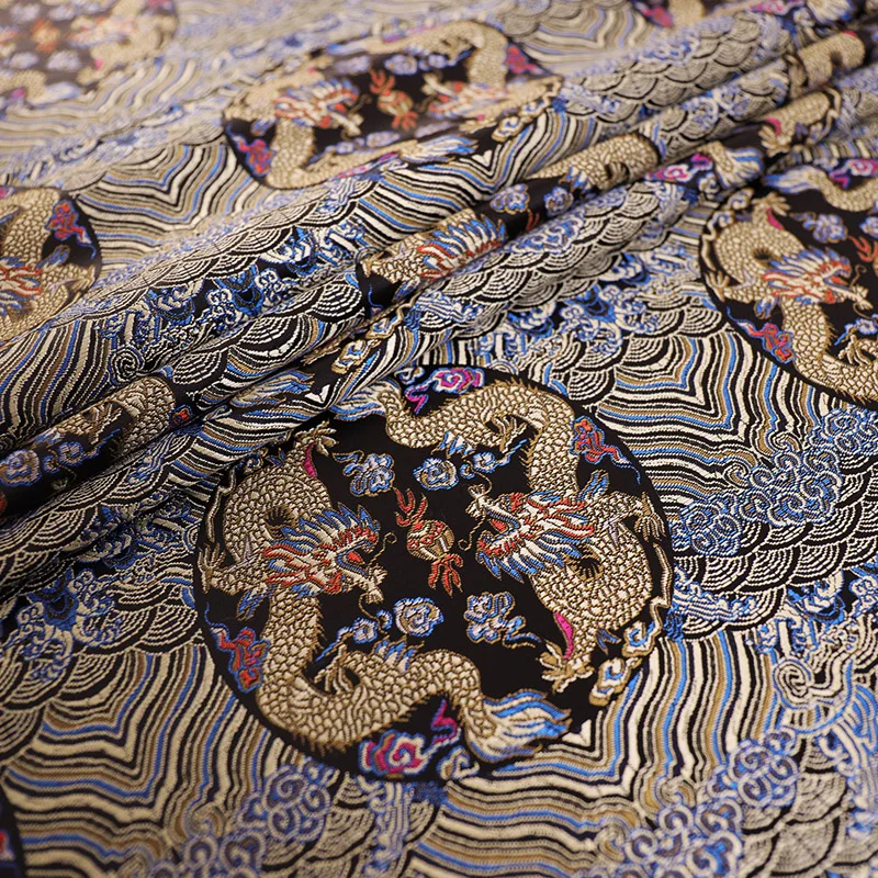 

Brocade Nylon Polyester Jacquard Embroidery Moire Dragon Pattern Women's Tie Dye Material Fabric for Upholstery Handmade Dress
