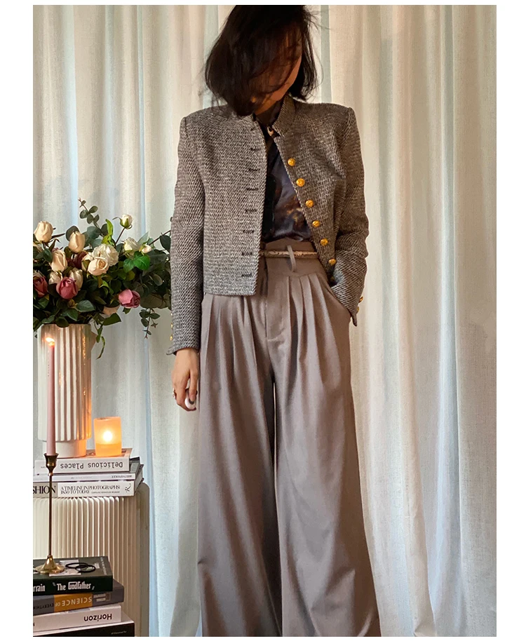 Дизайнерский Модный твидовый однобортный короткий Блейзер Tingfly пальто зимние и