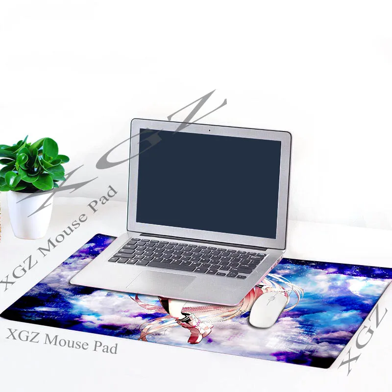 Большой коврик для мыши XGZ с аниме девушкой красивый черный домашнего компьютера