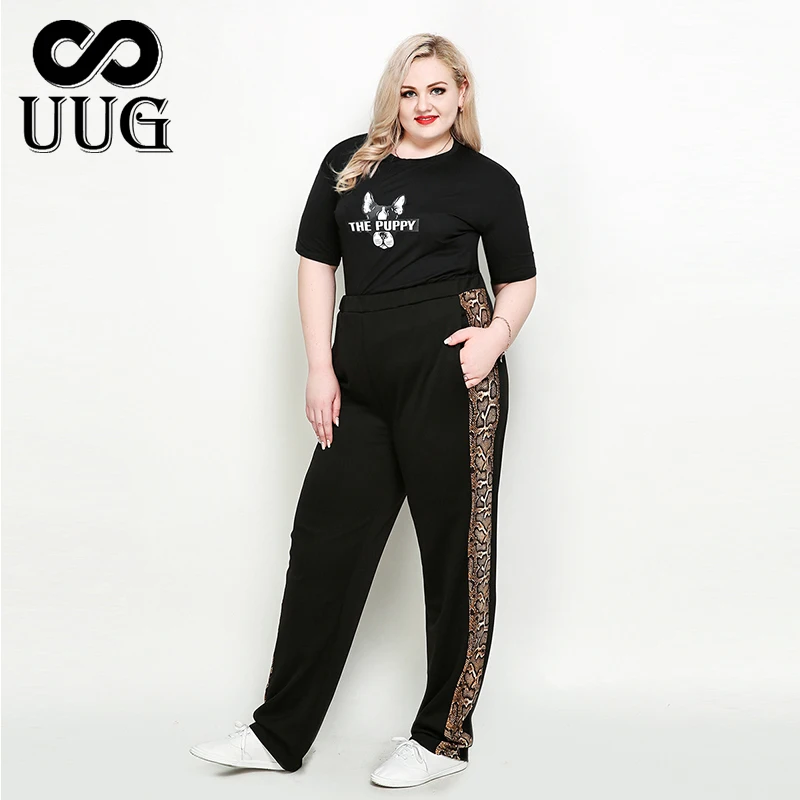 UUG, женские повседневные брюки, плюс размер, для девушек, 6XL, высокая талия, Осенние прямые брюки, большой размер, 5xl, 4xl, xxxl, комбинированные спортивные штаны