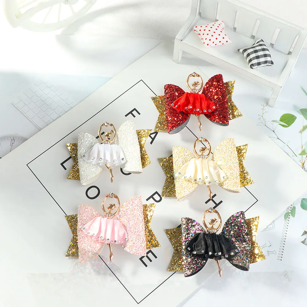 Детские заколки для волос с бантом и блестками девочек милые аксессуары подарок