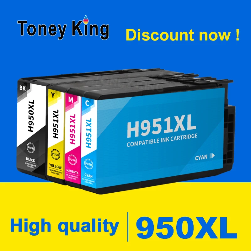 Чернильный картридж Toney King 4 цвета совместимый с HP 950 951 XL 950XL 951XL для Officejet pro 8100 8610 8620