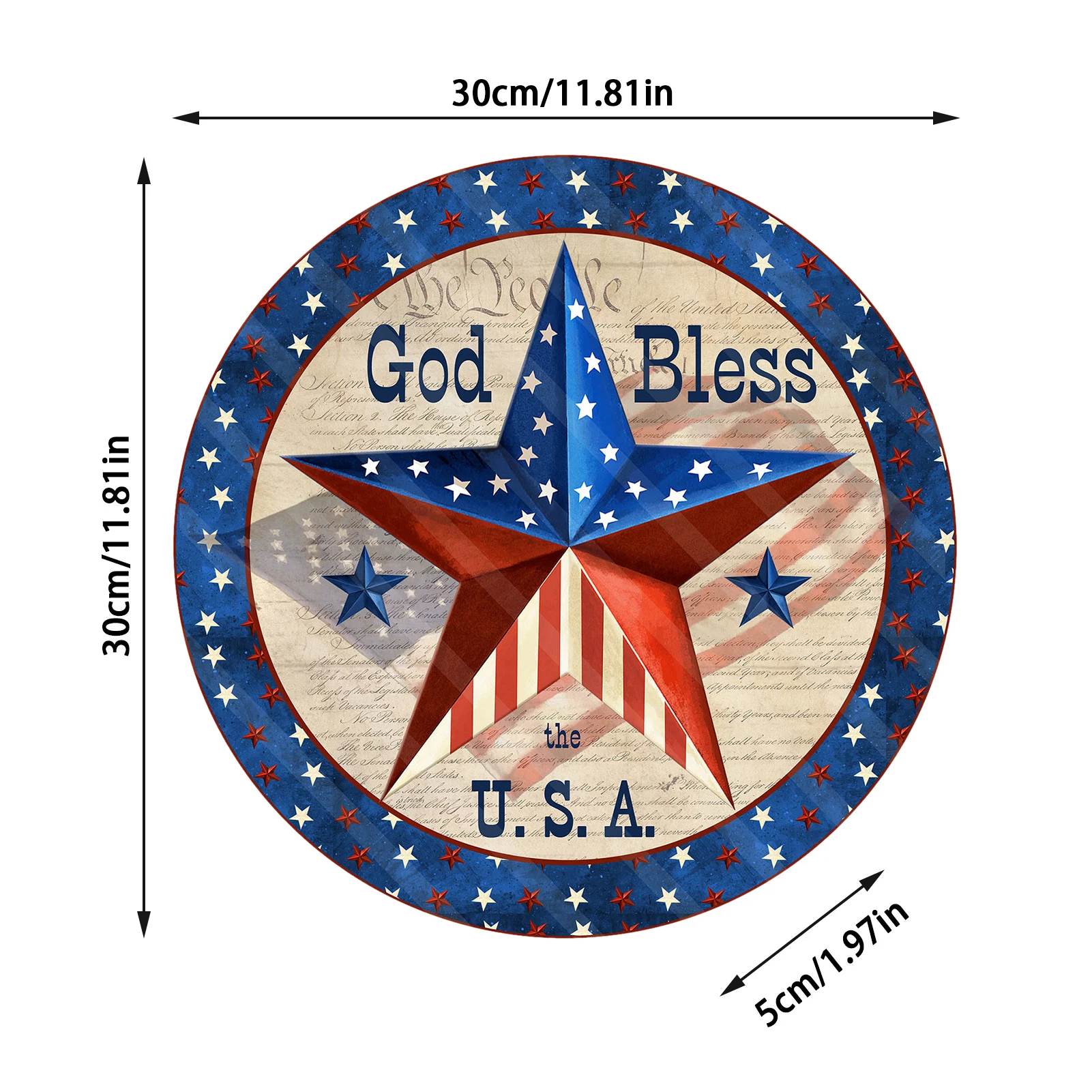 

30cm Wooden Wall Door Hanging Decorative Sign Independence Day Decorations Round Decorative Plate Wall Home Decor Board