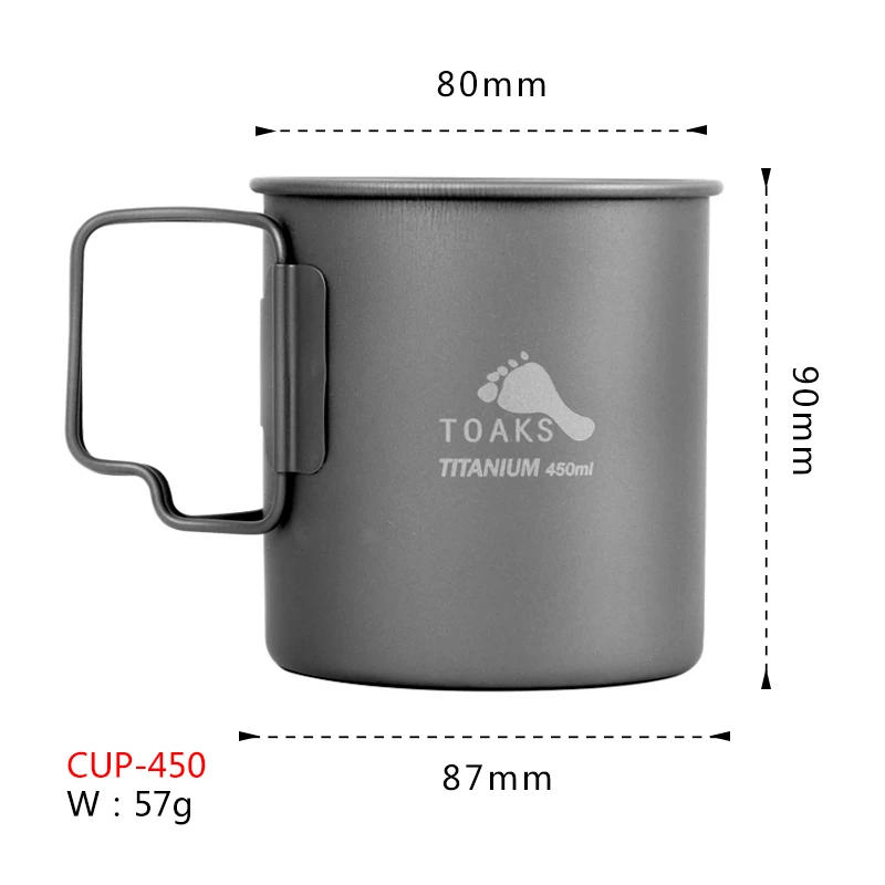 CUP-450 TOAKS 450 мл титановая кружка походная посуда для напитков уличная легкая Ультралегкая титановая кофейная кружка для кемпинга-450 - Цвет: CUP-450