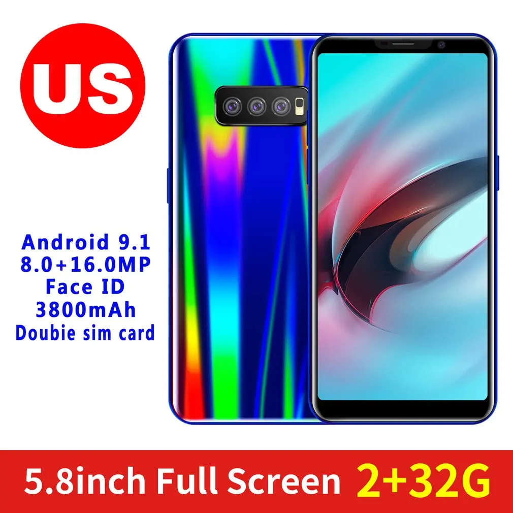S11 5.8 Inch Tempered Glass Back Cover Smart Phone 2+32Gb Mobile Phone Fingerprint Face Recognition Smartphone