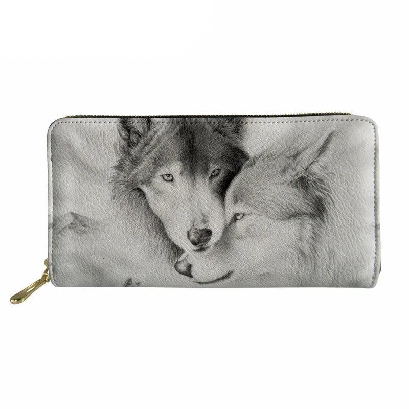 

Cool Wolf 3D Print Long Leather Wallets for Women Wallet Casual Female Ladies Notecase Cash ID Card Holders Unique Clutch Purse