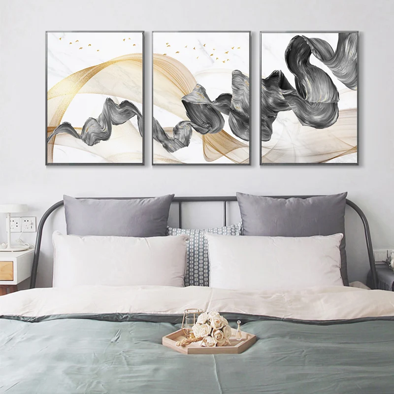 

3pcs Gold Grey Deco Maison Interieur Luxe Wall Art Painting Etsy Shopify Dropship Home Decor Canvas Painting Posters Prints