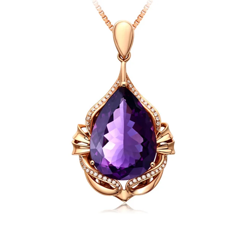 

Msmonda 925 Sterling Silver Luxury Amethyst Pendant Necklace for Women Jewelry Chain on The Neck Christmas Birthday Gift