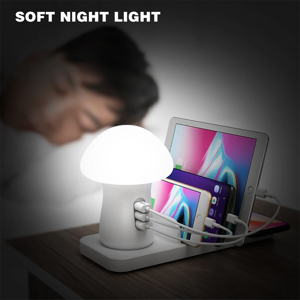 Быстрая зарядка 3 0 несколько USB зарядное устройство для телефона гриб Ночная