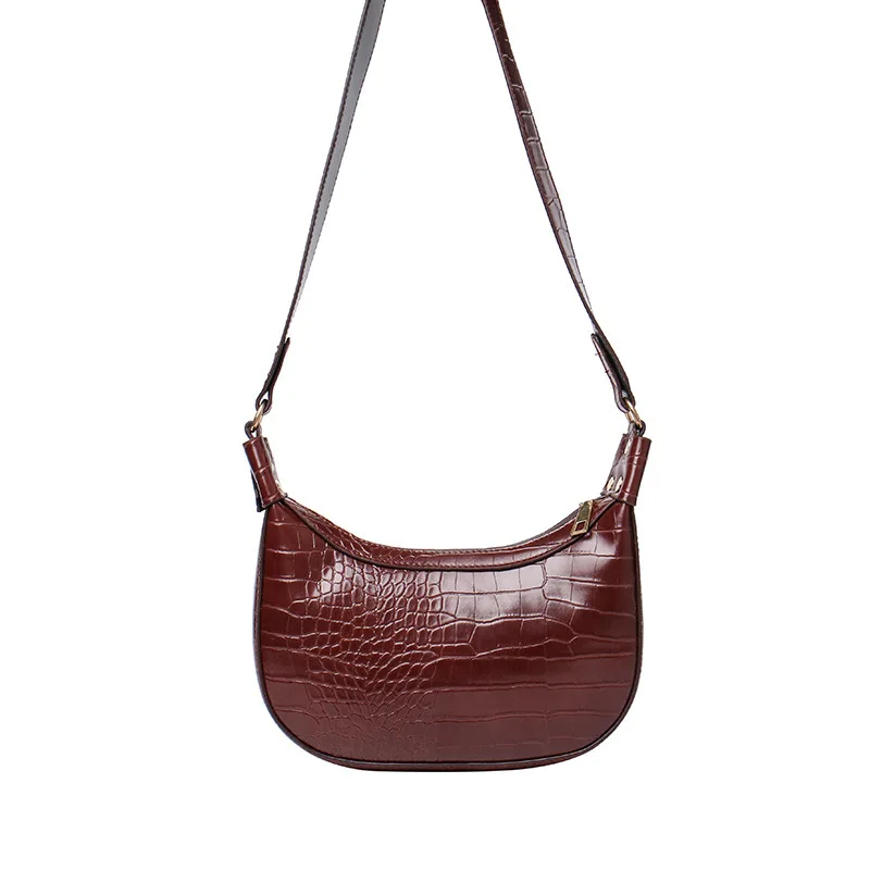 

Retro bag female 2020 new fashion crocodile pattern broadband shoulder bag foreign style large capacity messenger female bag