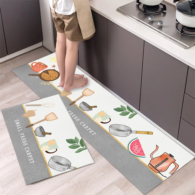 

Kitchen Decoration Floor Mat Cartoon Printed Entrance Doormat Bathroom Door Floormat Bathtub Anti-Slip Mats Outdoor Long Carpet