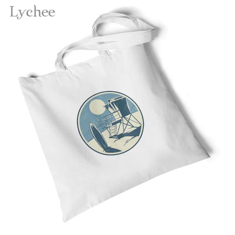 california beach Lychee Harajuku Liverpool Nashville Женская Холщовая Сумка с принтом Большая складная сумка для покупок оригинальная дорожная сумка на плечо - Цвет: california beach