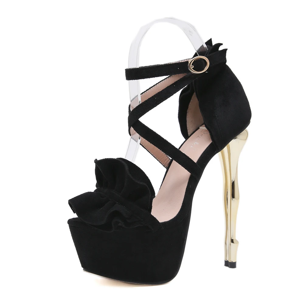 2020 г. Новые летние женские Роскошные замшевые сандалии на высоком каблуке 15 см