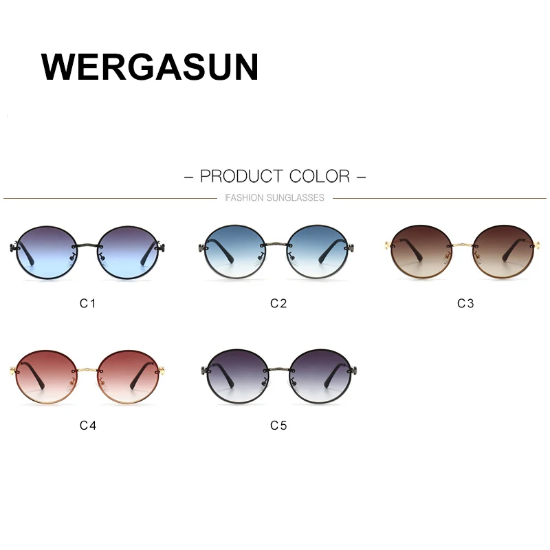 

WERGASUN Round Circle Steampunk Sunglasses Men Women Vintage Retro Sunglass Brand Design Luxury Quality Eyeglasses UV400