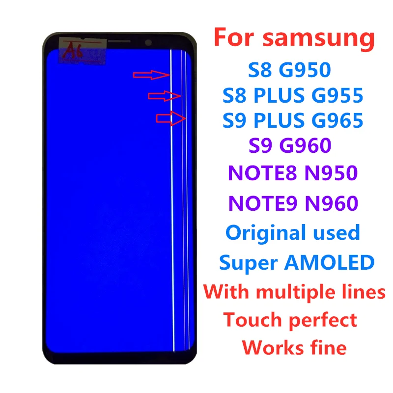 Экран в сборе для Samsung S8 S8PLUS S9 S9PLUS NOTE8 NOTE9 s8 + s9 ЖК-дисплей с линейным оригинальным