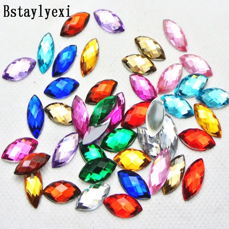 100 шт. разноцветные акриловые конский глаз с плоским основанием стразы без