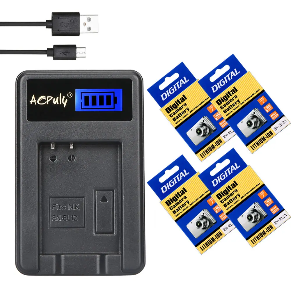 LCD and 4 En-EL23 EN-EL23 EN EL23 батарея для камеры lcd USB зарядное устройство для камеры Nikon COOLPIX P600 B700 S810c P900 P610 - Цвет: LCD and 4 En-EL23