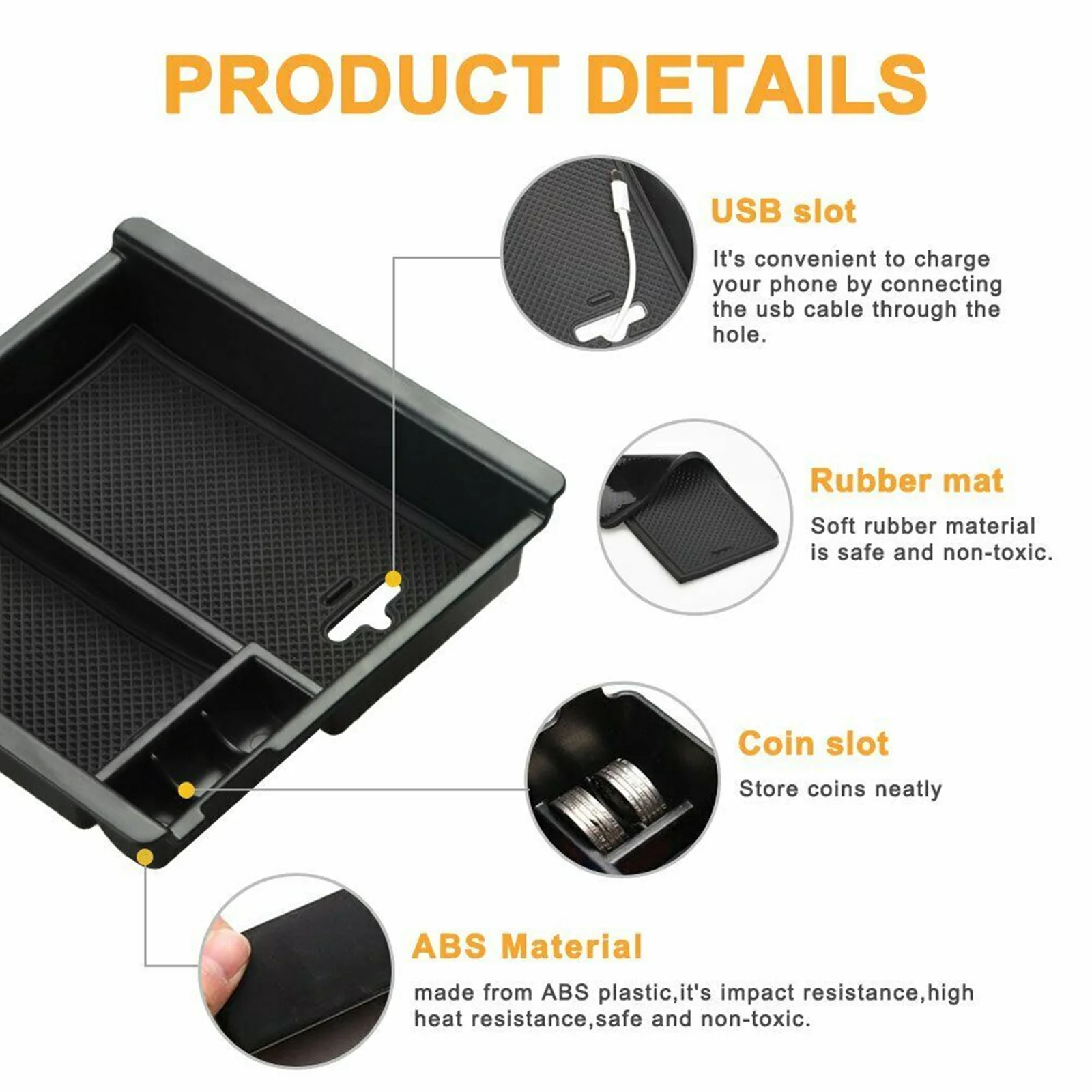 

Areyourshop For Tacoma 2016 2017 2018 2019 Center Console Organizer Armrest Storage Box ABS Car Accessories Auto Parts